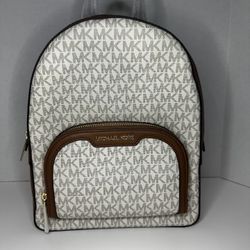 Michael Kors Jaycee Medium Zip-In Backpack with Logo Vanilla Luggage