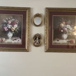 Home Interiors Jack Terry Floral Bouquet Wall Picture Ornate Gold Frame