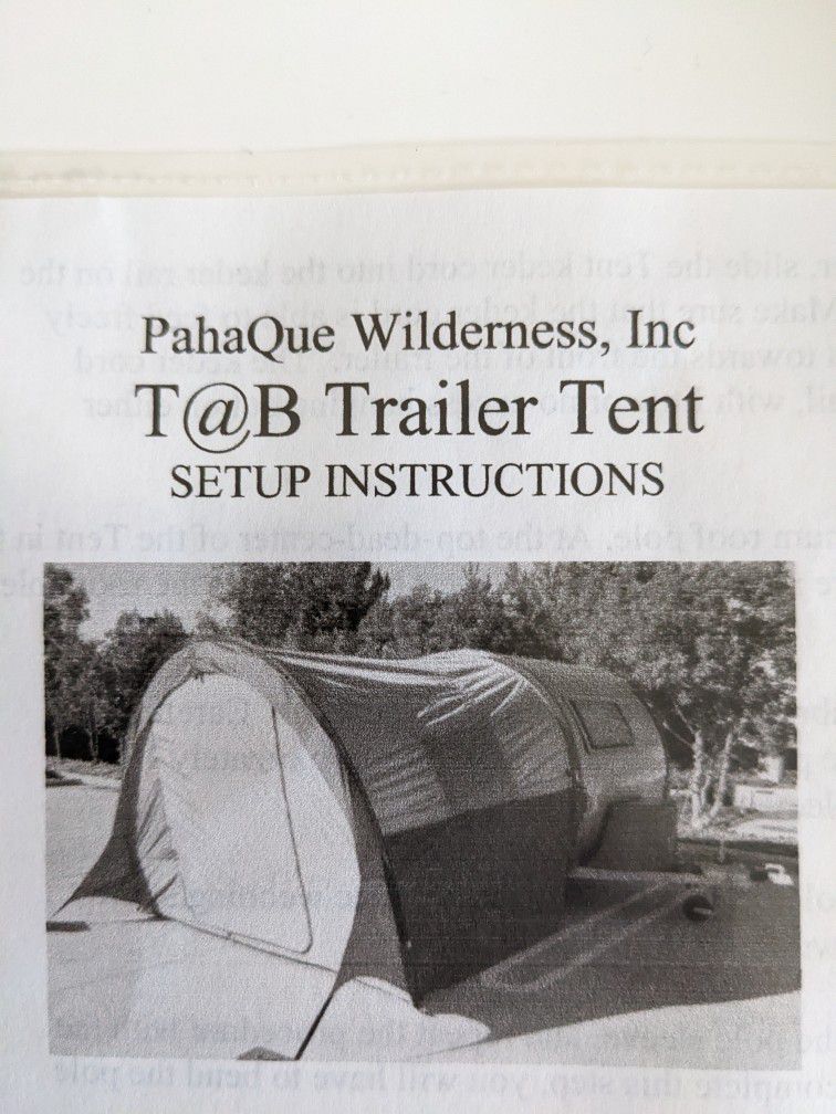 2018 PahaQue Wilderness Side tent for T@B 320 Teardrop Trailer