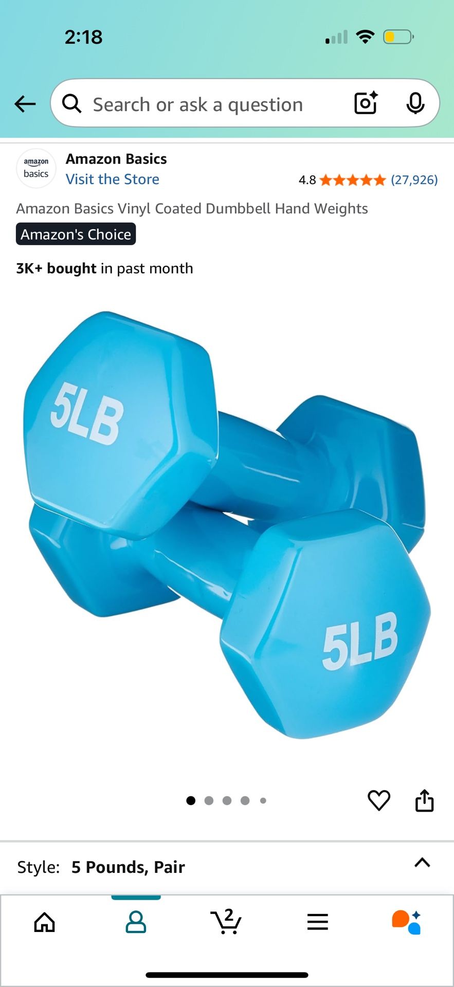 Vinyl Coated Dumbbell- 5 LB