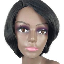 TANRAIN Wig female A short Bob Synthetic wigs Natural lifelike Heat-resistant man-made fibre  (Dark Black) 