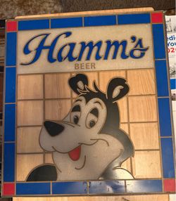 Vintage Stained Glass Hamms Beer Sign