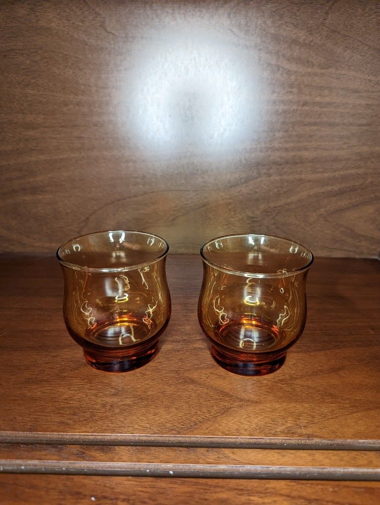 Libbey Glass Tempo Amber Low ball Glasses