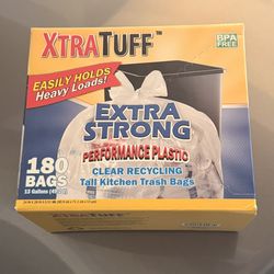 180 PACK OF XTRA TUFF AND XTRA STRONG 13 GALLON SIZE TRASH OR GARBAGE BAGS
