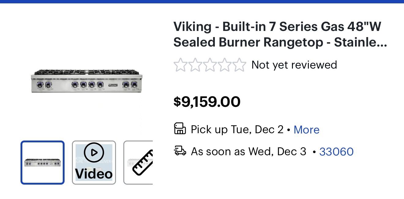 π₯ VIKING 7 Series 48β Gas Rangetop β Sealed Burners β NEW! π₯ My price: $6,999 β Black Friday Deal (Retail: $9,159) Take your kitchen to the next le