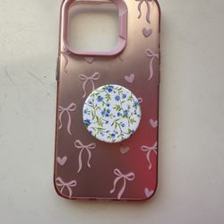 Pink iPhone 14 Pro Case W/ Popsocket 