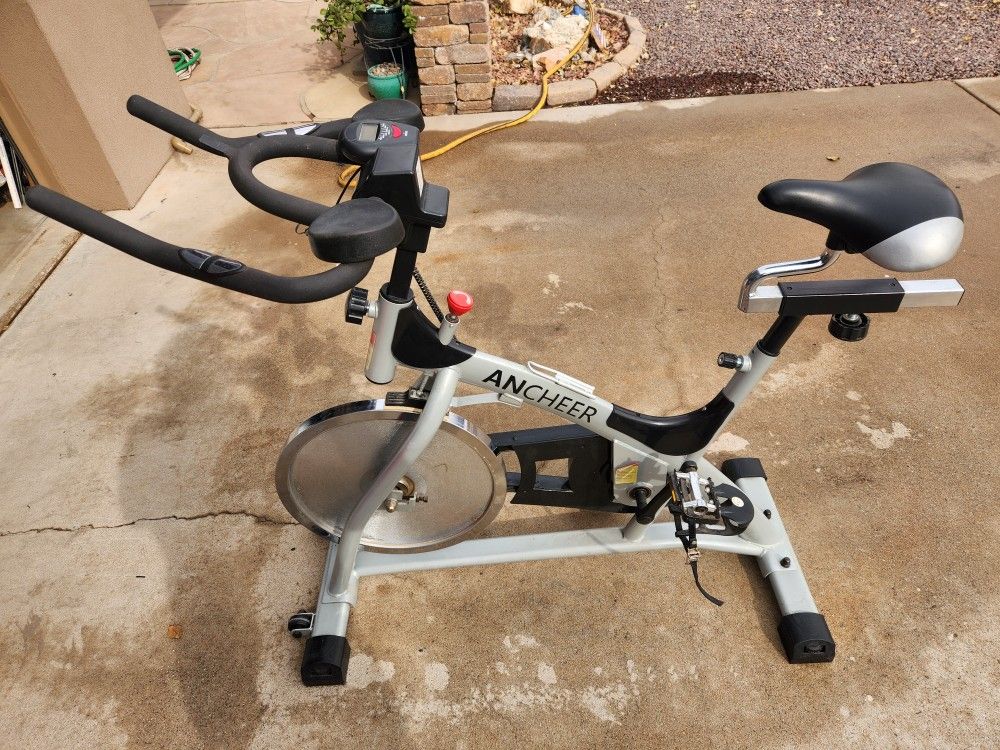 Ancheer Exercise Bike With Monitor, Adjustable Tension  And Adjustable Seat