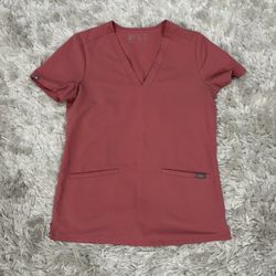 XS Figs Pink Scrub Top