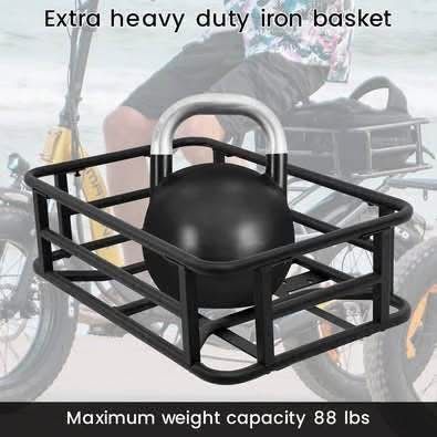 New Romatlink Large Ebike Basket Rear, Waterproof Metal Electric Bicycle Basket, Quick Assemble Bike