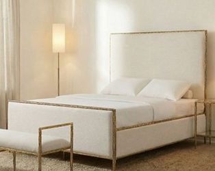 Brand New Beige & Gold Queen Bed Frame (Available in Eastern King)