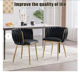 Brand new Velvet Woven Dining Chair set of 2 , Black