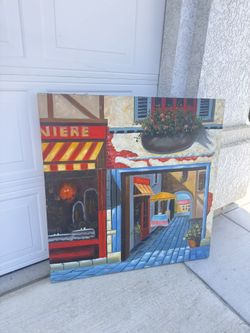 “Sidewalk Cafe” Oil On Canvas Wall Art