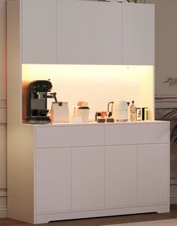 Pantry storage cabinet with led lights