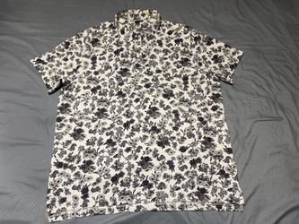 Nike Golf Dri-FIT Player Floral Polo Shirt Men's White Black Short Sleeve sz XXL