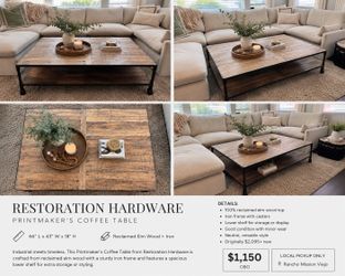 Restoration Hardware Printmaker’s Coffee Table