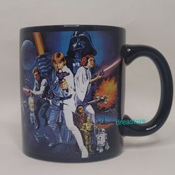 Star Wars 2011 A New Hope Mug Luke, Leia, Han, Chewie, Darth Vader, Obi Wan.