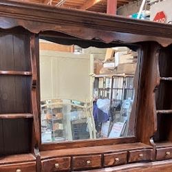 Ethan Allen Solid Wood Hutch Dresser With Mirror Colonial Style 80”x72”x21”