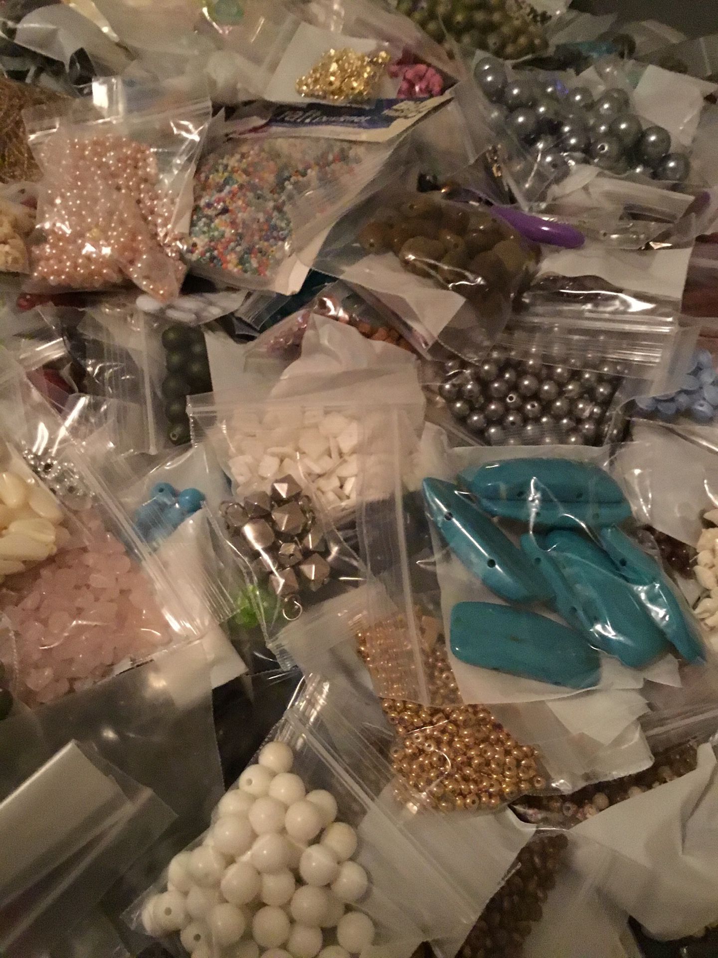 Lots of reclaimed beads from jewelry, cleaned, make your creations unique, prices vary per bag