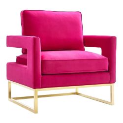 ✨ Hot Pink Velvet Accent Chair with Gold Base – TOV Furniture