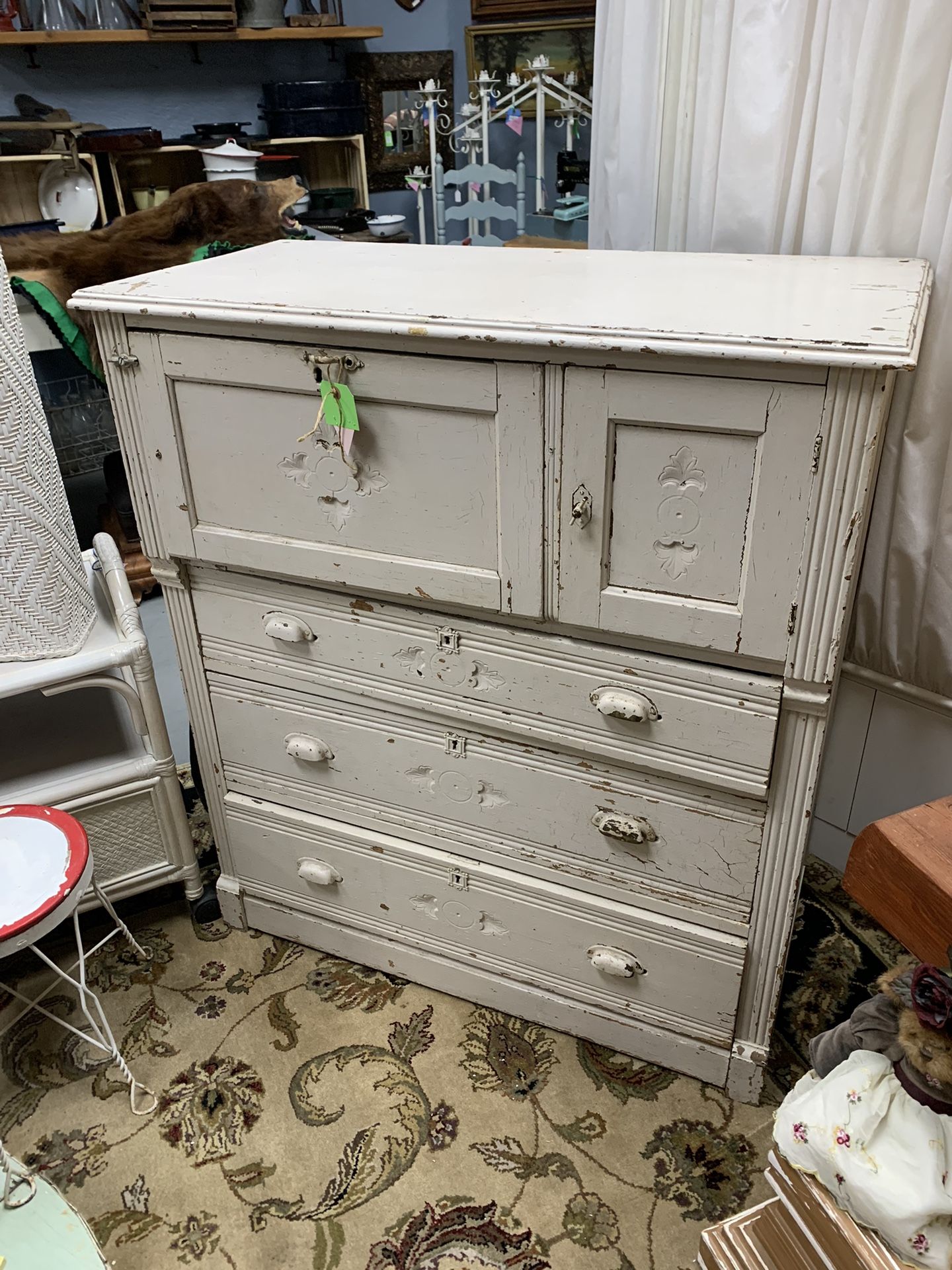 Antique Shabby White Chest Of Drawers