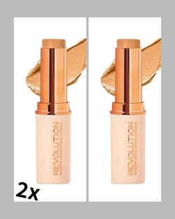 2x Makeup Revolution Fast Base Foundation Stick Shade F11 Net Wet 0.21 0z Sealed