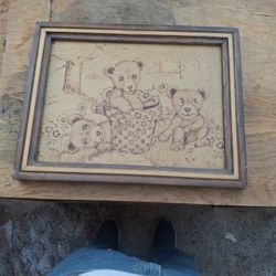 Framed  3 Bears On Wood 