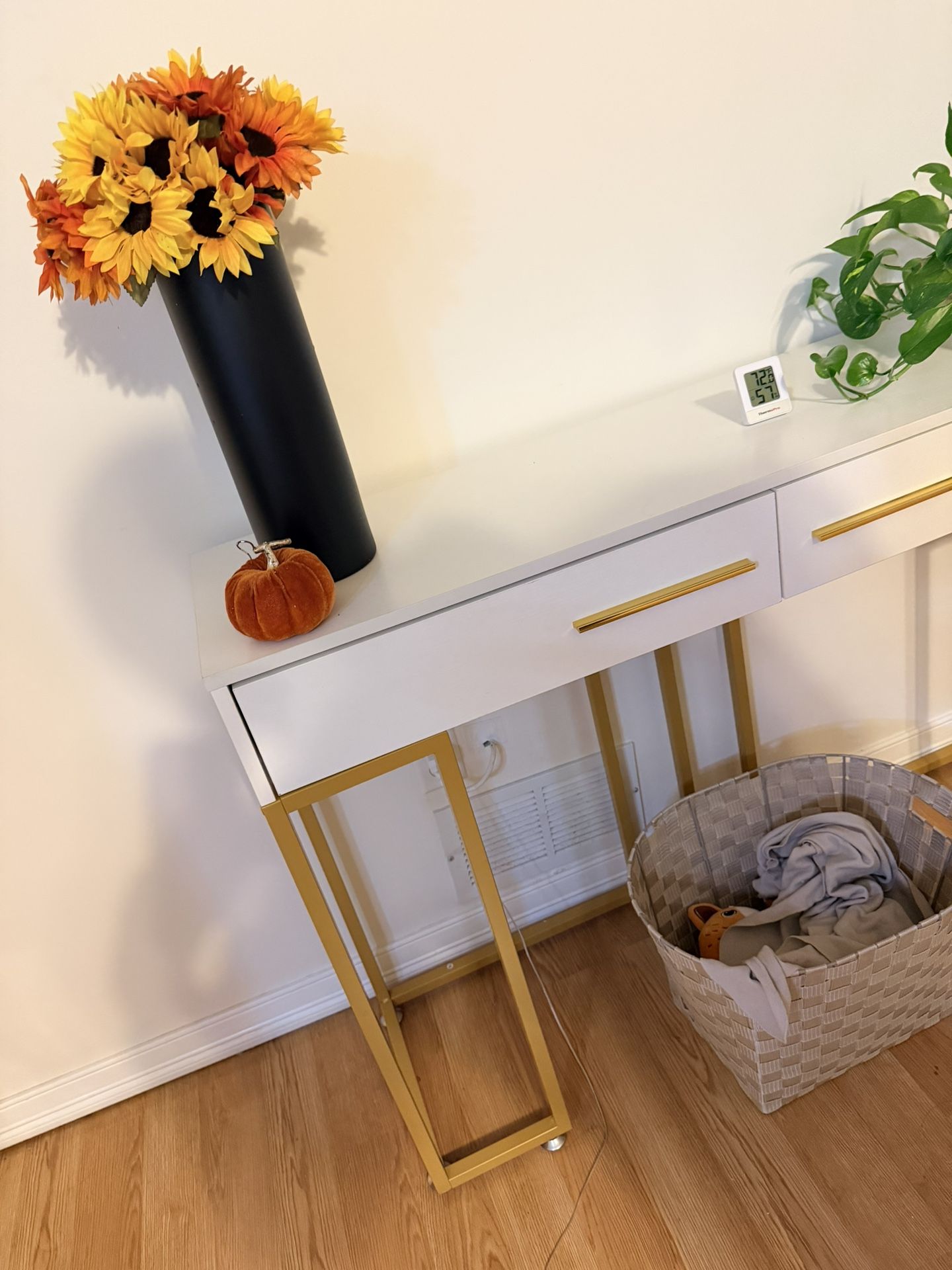 Modern White & Gold Console Table / Entryway Table