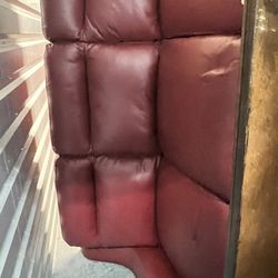Red Italian Leather Couch 