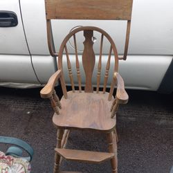 Antique Wood Baby High Chair