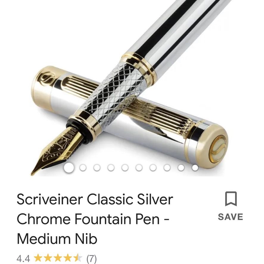 Scriveiner Classic Silver Chrome Fountain Pen - Medium Nib