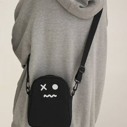 Ghost Ghoul Face Emoji Crossbody Bag Purse With Adjustable Strap