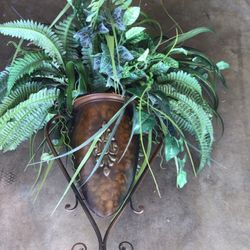 Floor Fake Plant Stand Vase With Greenery  