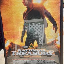 Walt Disney 2004 National Treasure Nicholas Cage Movie Poster Professjonally Framed Under Glass 