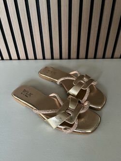 WLK Gold Strappy Flat Sandals