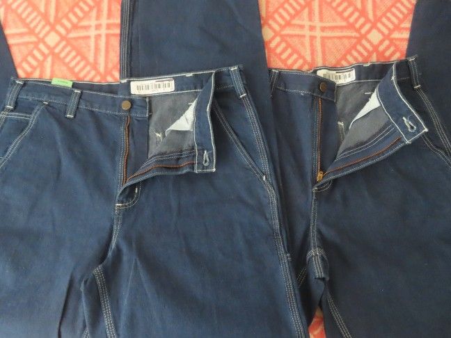 CARHARTT MENS CARPENTER BLUE JEANS DUNGAREE FIT NWT 34x36 #382 83 (36x36) Lot X2