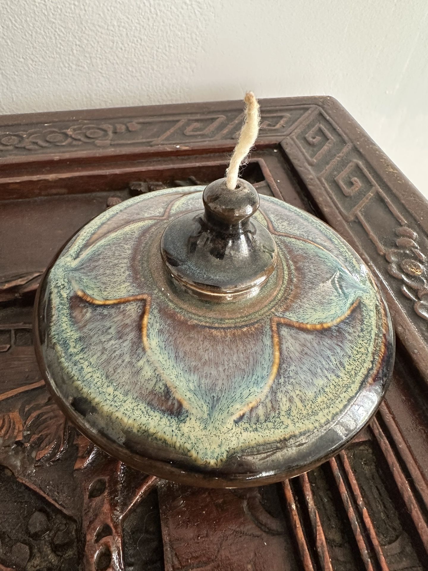 Bill Campbell studio art pottery oil lamp