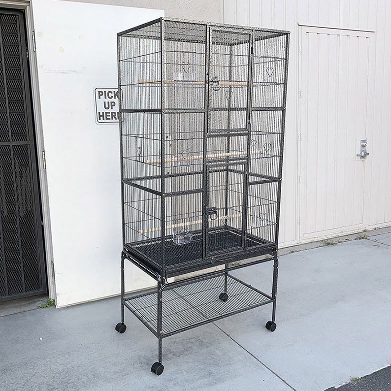 (New in box) $165 X-Large 69” Bird Cage, Rolling Stand, Plastic Tray, Size 31x19x69” for Mid-Sized Parrots