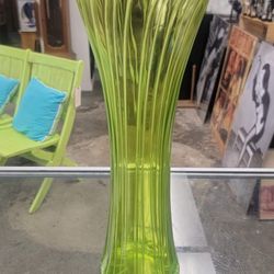 Tall Green Glass Vase
