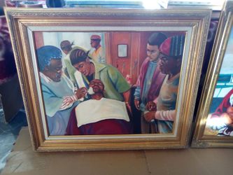 Barbershop canvas painting original