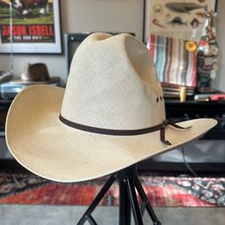 John B Stetson 7X Genuine Shantung Cowboy Hat Brown Band W1174 QH 19 614 Sand