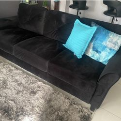Black Fabric Sofa 7ft