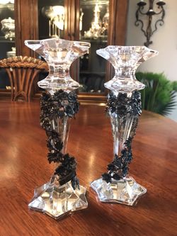 Beautiful Crystal and silver candle holder