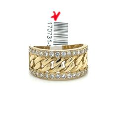 10kt Gold Cz Mens Cuban Inlay Ring 7.00grams Size 10 170731 9