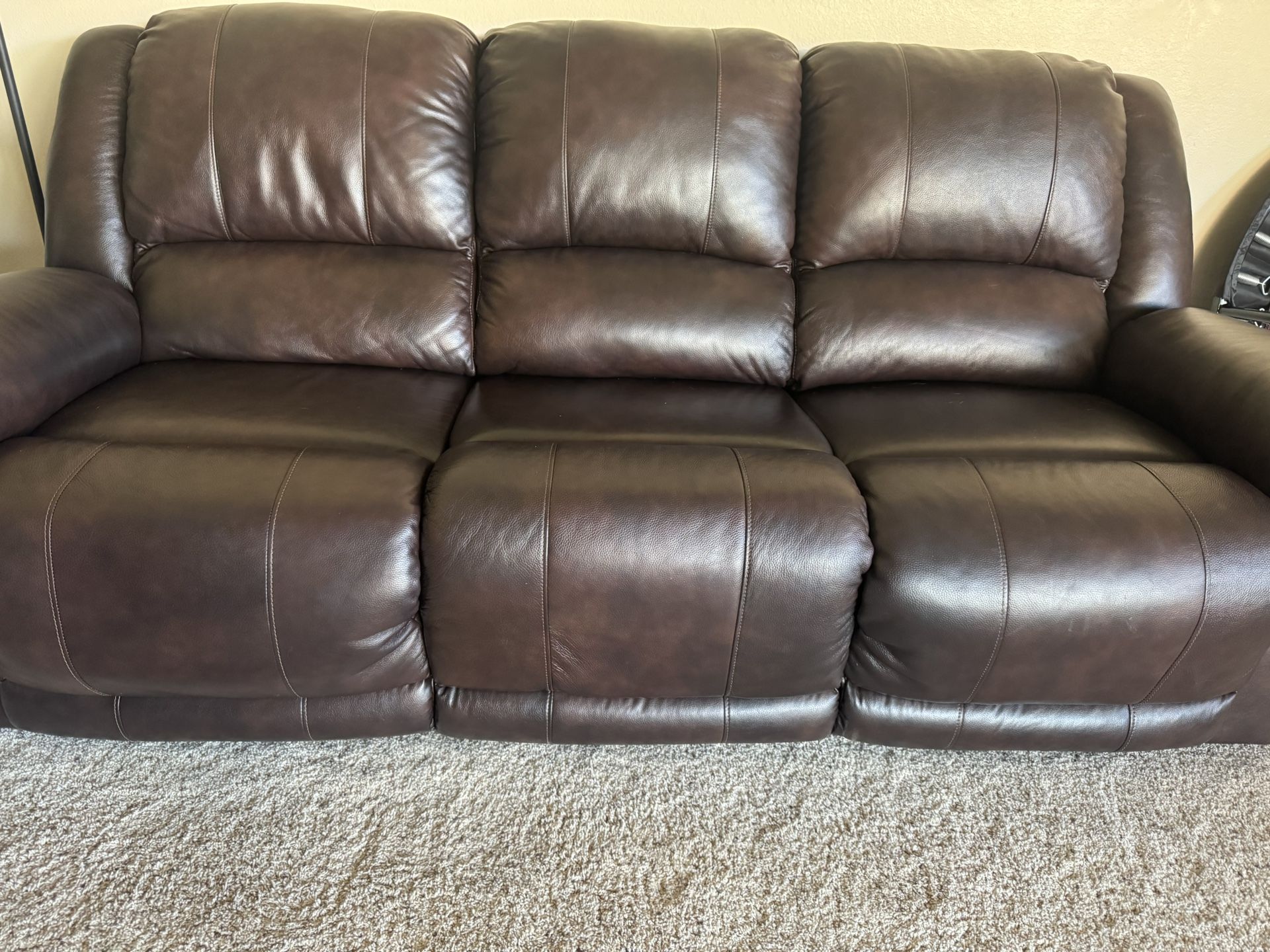Reclining Leather Sofa 3 Piece Set