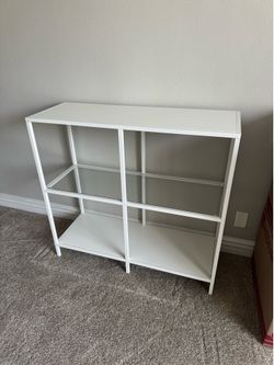 New white shelf ikea glass metal wood