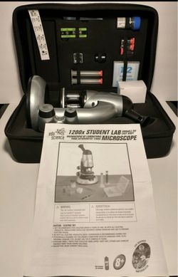 SCIENCE MICROSCOPE SET 400X 100X 40X w/ BLACK ZIPPER CARRY CASE AC adapter and manual included.