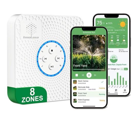 Smart Sprinkler Controller Evapotranspiration Master: 8 Zones WiFi Irrigation Controller with Automated Watering and App Control