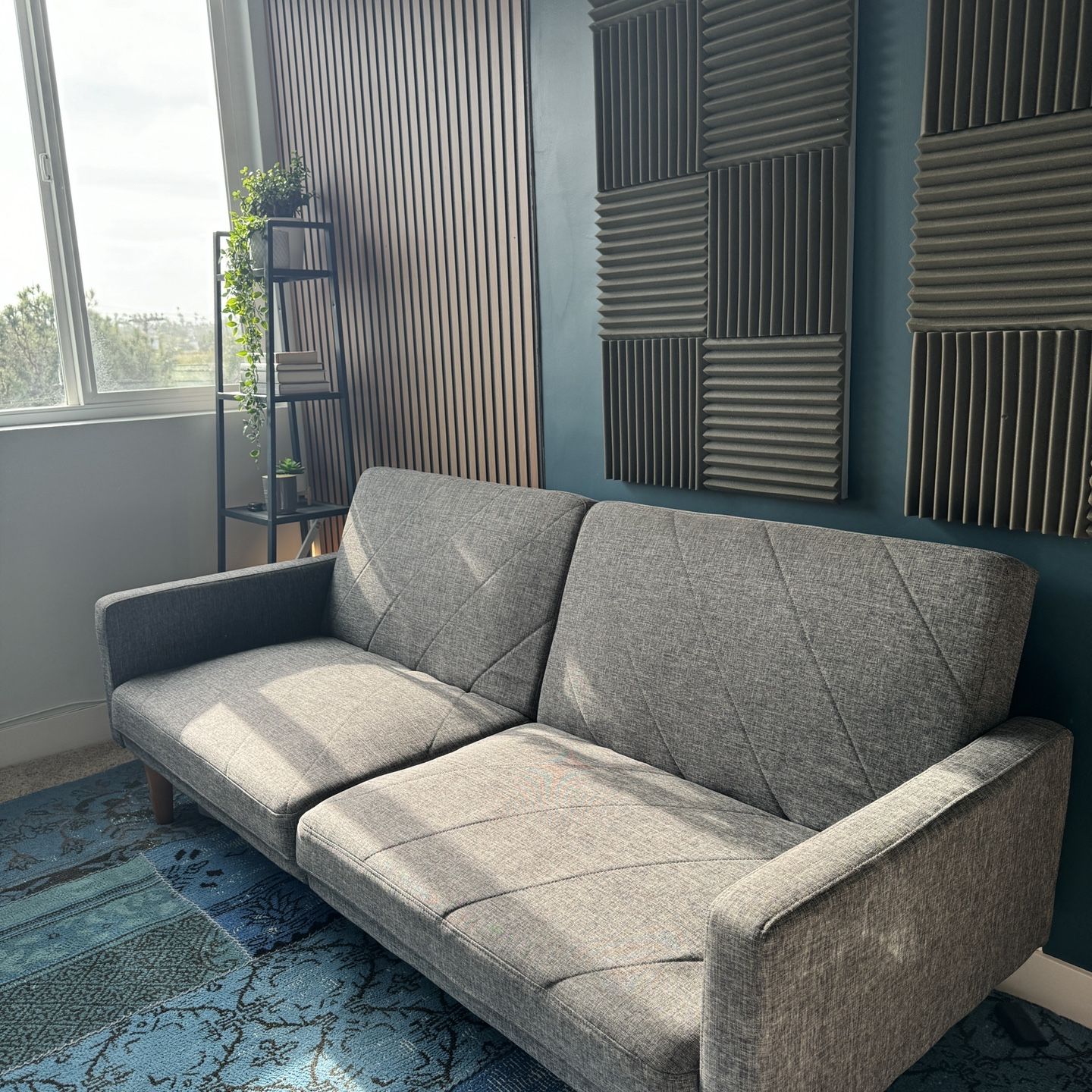 Beautiful Grey Sofa Futon Convertible Sleeper Mid Century Modern