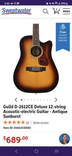 Guild D-2612CE Deluxe 12-string Acoustic-electric Guitar - Antique Sunburst