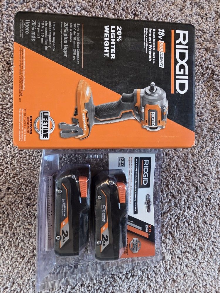 RIDGID SubCompact Brushless 3/8 in. Impact Wrench And Battery Pack